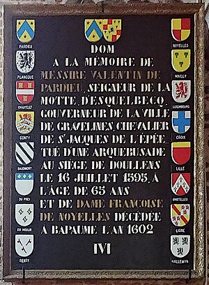 Esquelbecq Eglise Saint Folquin Deo optimo maximo du seigneur de la Motte Valentin de Pardieu