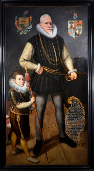 Portret van Cristóbal de Mondragón samen met zijn kleinzoon (1591) door Abraham de Rycke (1566-1599). Particuliere collectie Torre de Murga, Spanje