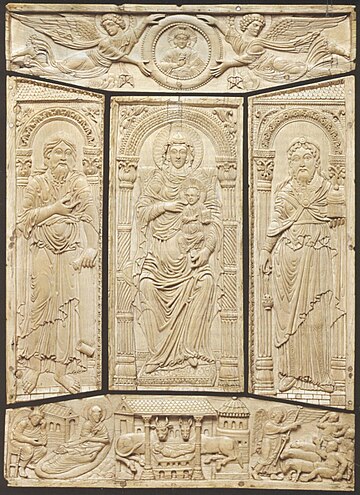 Ivory cover of the Lorsch Gospels, c. 810, Carolingian, Victoria and Albert Museum