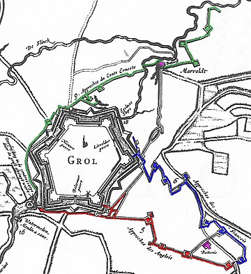 Siege of Groenlo 1627 - Approches highlighted