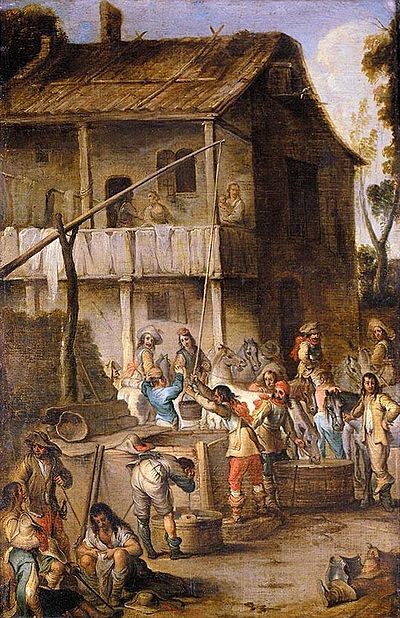 Cornelis de Wael - Soldiers before a Tavern - WGA25414