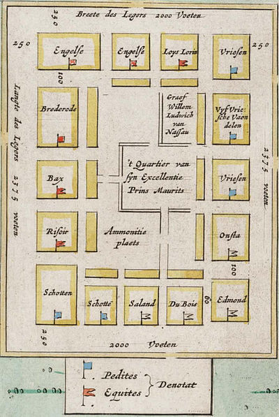 Siege of Grol (Groenlo) 1597 - Camp of Prince Maurice (J.Blaeu, 1649)