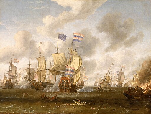 Abraham Storck-The Gouden Leeuw Engaging Royal Prince at the Battle of the Texel, 11 August 1673