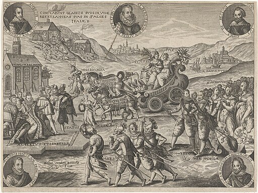 Allegorie op het Bestand en de vereniging der partijen, 1609, RP-P-BI-4189