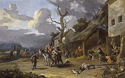 Anton Goubau - Mercenaries plundering a village