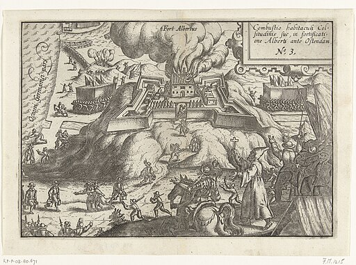 Beleg van Oostende - brand in fort Albertus op 13 november 1601