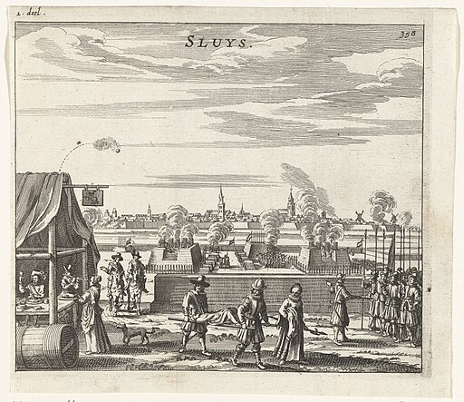 Beleg van Sluis, 1604 Sluys (titel op object), RP-P-OB-80.662