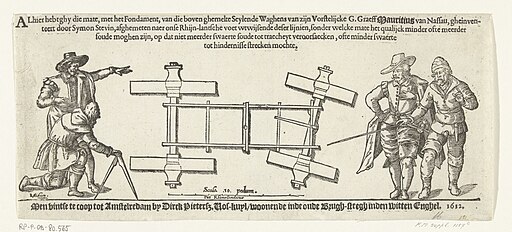 Diagram van de zeilwagen van Simon Stevin, 1602, RP-P-OB-80.565