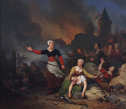 Ferdinand de Braekeleer (1792-1883), Kenau Simonsdr. Hasselaar tijdens het belg van Haarlem, 1829