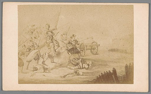Fotoreproductie van een gravure van Prins Maurits die Bergen op Zoom ontzet in 1588, RP-F-1999-50