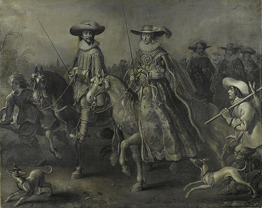 Frederick V (1596-1632), keurvorst van de Palts, koning van Bohemen, en zijn echtgenote Elisabeth Stuart (1596-1662) te paard Rijksmuseum SK-A-958