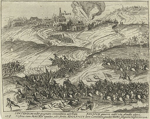 Gevechten bij Xanten en Rheinberg waarbij graaf Adolf van Nassau-Siegen sneuvelt, 1608, RP-P-OB-80.748