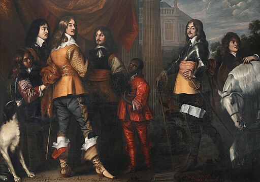 Group portrait of four counts of Nassau, with servants