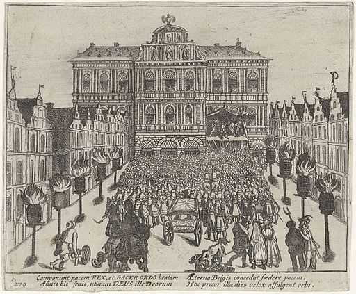 Het Twaalfjarig Bestand in Antwerpen afgekondigd - Twelve Years' Truce declared in Antwerp (Frans Hogenberg)