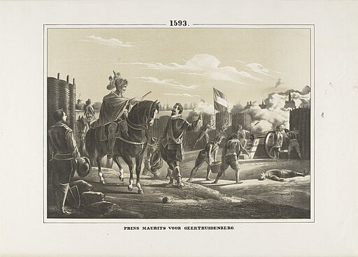 Maurits bij het beleg van Geertruidenberg, 1593 1593 Prins Maurits voor Geertruidenberg (titel op object), RP-P-OB-80.150