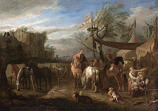Peter van Bloemen - Riders Resting at a Military Encampment