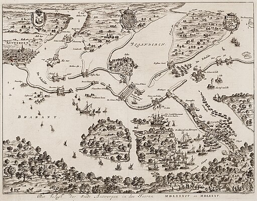 Siege of Antwerp 1584-1585 - Het belegh der stadt Antwerpen in den jaeren MDLXXXIV en MDLXXXV (Jan Luyken, 1679)