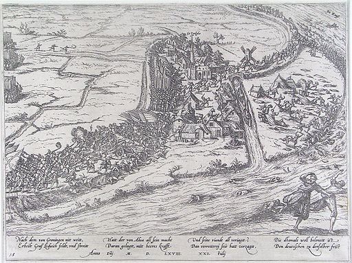 Slag bij Jemmingen - Schlacht von Jemgum - 21 Juli 1568 (Frans Hogenberg)