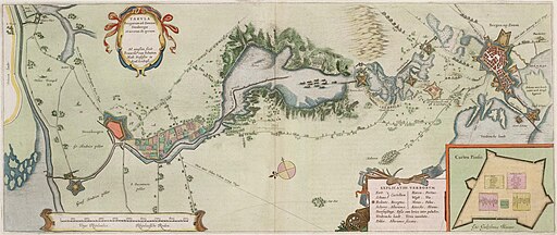 Tabula Bergarum ad Zomam Stenbergae et novorum ibi operum - Map of the Siege of Bergen op Zoom in 1627 (Frans van Schoten)
