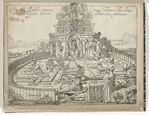 Titelblad van het pamflet Merckt de Wysheit vermaert vant Hollantsche huyshouwen en siet des luypaerts aert die niet is te vertrouwen, 1615, BI-B-FM-053