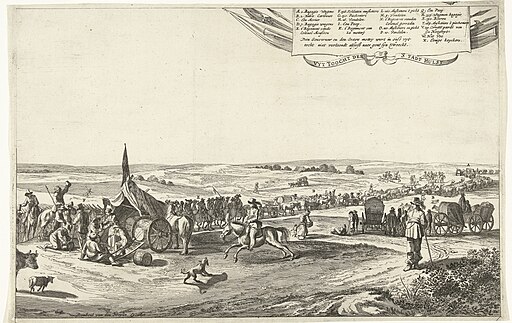 Uittocht van het Spaanse garnizoen uit Hulst (rechterblad), 1645 Uyt Toocht der 'Stadt Hulst (titel op object), RP-P-OB-81.566B