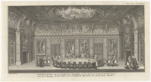 Wekelijks overleg door de Staten-Generaal in de Trêveszaal, 1738